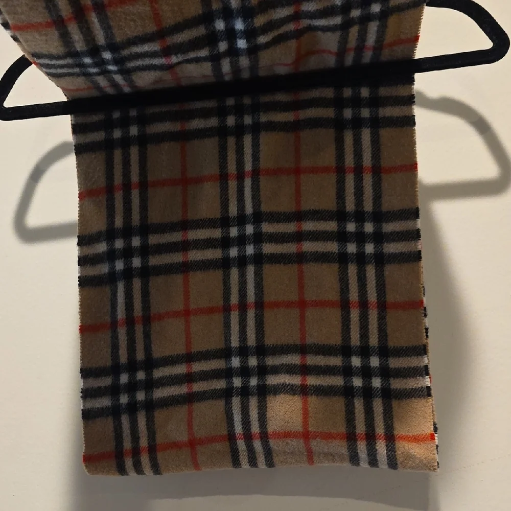 Burberry Tan and Black Plaid Scarf Lambswool Vintage